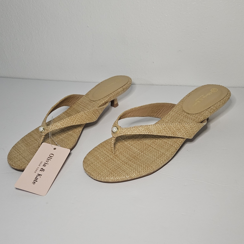 Olivia And Kate New York Women Sandals Heels Size 8.5 Beige - Picture 3 of 11
